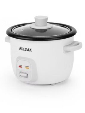 Aroma 4 Cup Pot Style Rice Cooker White: Nonstick, Atay-Cool Handles, 1 Set